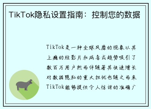 TikTok隐私设置指南：控制您的数据 